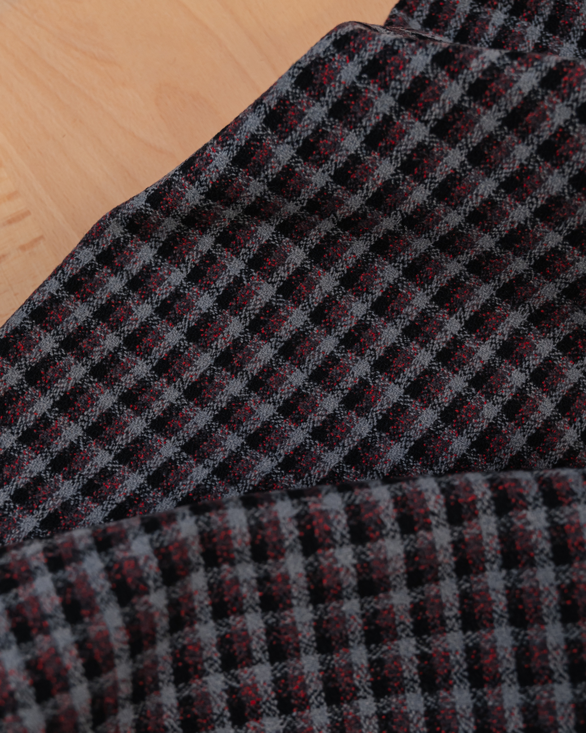Fabric in Black, red, grey checkered - Image 3